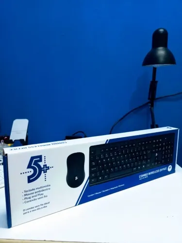 Teclado e Mouse WIRELESS Office Preto 5+ - Produto Novo 