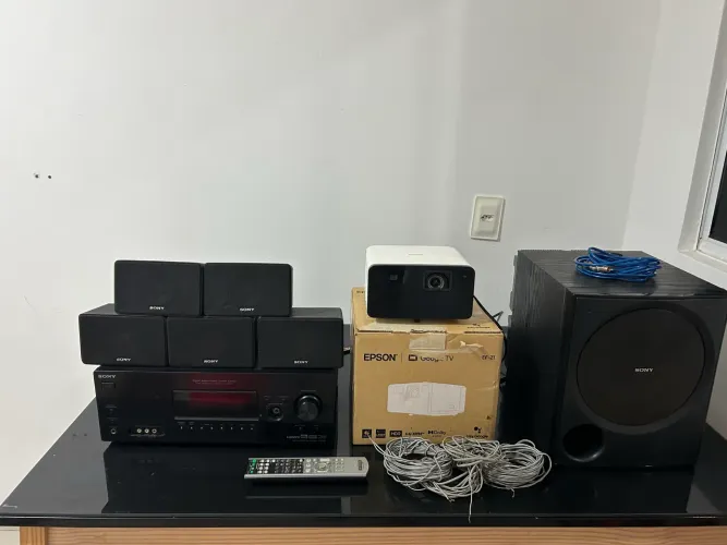 Cinema em Casa Completo - Epson + Tela SilverCine + Home Theater Sony