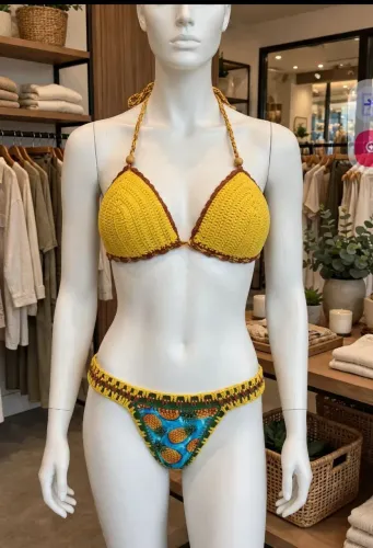 Biquini de crochê e lycra com bojo