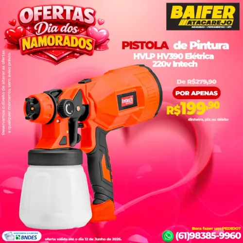 Pistola de Pintura Elétrica HVLP HV390 220v Intech