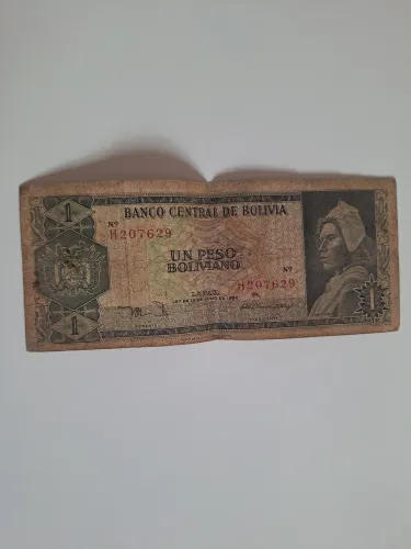 Cédula 1 Peso Boliviano 1962 Banco Central de Bolivia Original