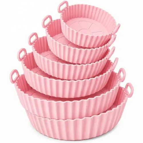 Forma Forro de Silicone Reutilizavel p/ Air Fryer Kit c/ 6 Und Rosa