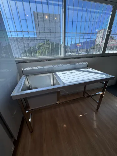 Bancada inox com pia 1500x700x850mm Cuba lateral 