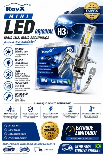 Lâmpada LED RayX Mini H3 6000K