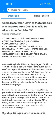 Cama Hospitalar Motorizada 8 Posições 