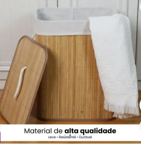 Cesto de roupas de bambu