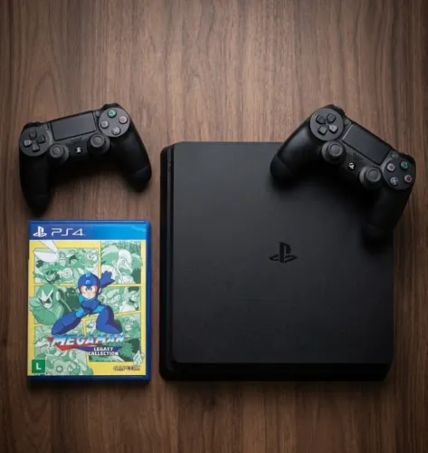 Ps4 slim 1tb + 2 controle + 1 jogo mídia física 