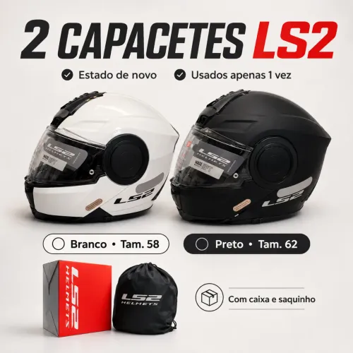 Vendo 2 capacetes LS2, em estado de novo, usados apenas 1 vez.