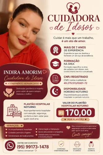 CUIDADORA DISPONÍVEL