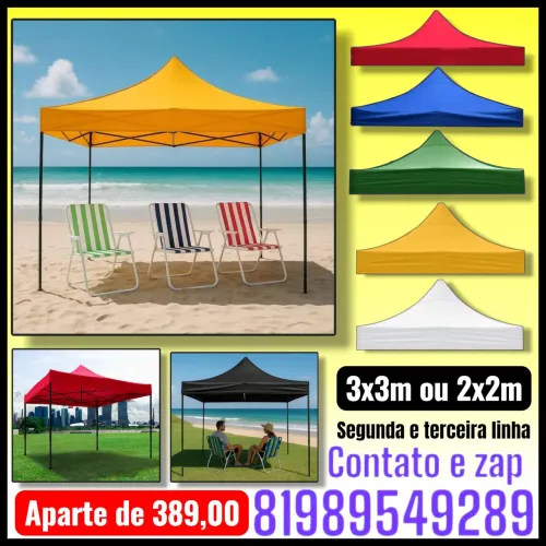 Tenda sanfonada galvanizada várias cores 3x3m ou 2x2m 