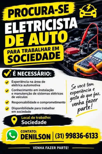 Procura -se Eletricista Automotivo _ Trabalhar em Sociedade 