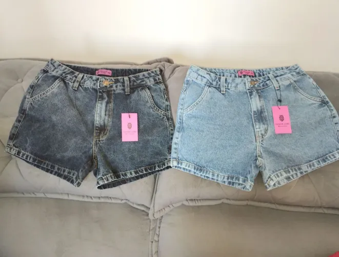 SHORT JEANS FEMININO CINTURA ALTA 100% ALGODÃO ,,, numeração do 34 ao 46 
