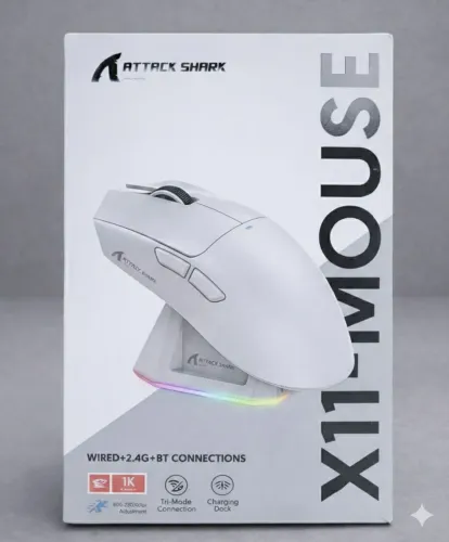 Mouse Gamer Attack Shark X11 ORIGINAL Sem Fio<br>com Dock 22.000 DPI