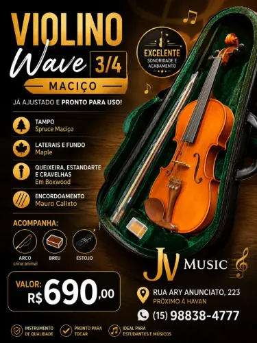 Violino Wave 3/4 Maciço
