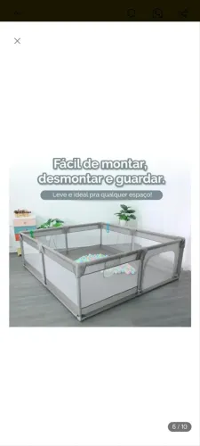 Cercadinho Infantil Cinza - Seguro e Fácil de Montar