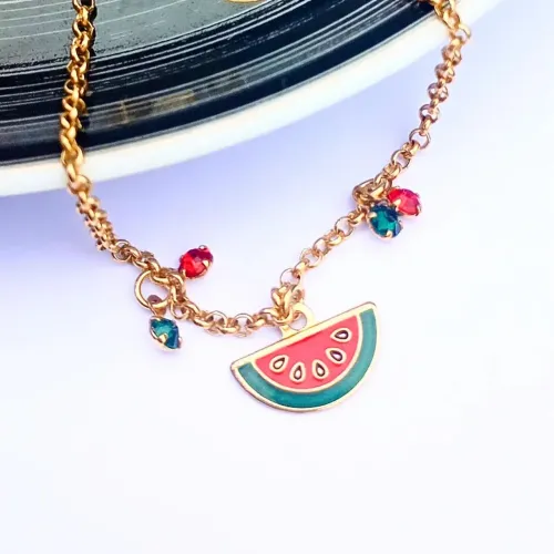 Pulseira Infantil Folheada Ouro Melancia