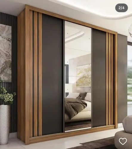 Guarda roupa 2 gaveta 4 cabideiro porta com detalhes ripado Novo a pronta entrega 