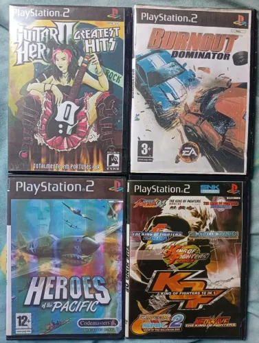 JOGOS PLAYSTATION 2 BURNOUT DOMINATOR GUITAR HERO 2 KOF KING OF FIGERS HEROES PACIFIC PS2