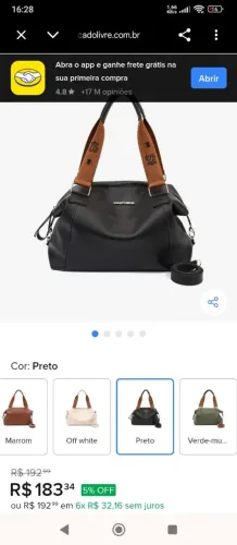 Bolsa preta feminina ksberlim
