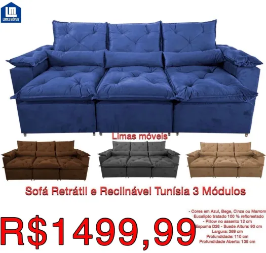 Sofá Retrátil e Reclinável Tunísia