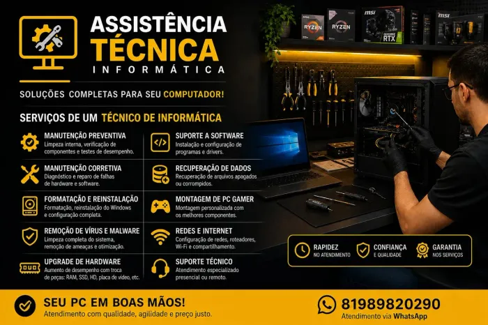 Assistência de manutenção de notebooks e computadores