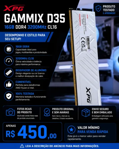 Memória RAM XPG GAMMIX D35 16GB