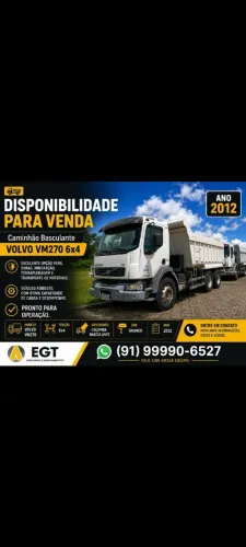 Caminhão Volvo VM270 6x4 traçado e reduzido basculante de 14mt³. Pronto para operação.