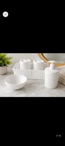 Kit Higiene Bebê Trama 5 Peças Plástico Organização Quarto
