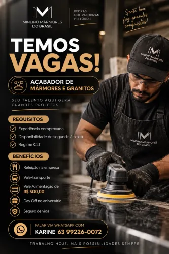 Vaga de emprego para Acabador de Mármores e Granitos