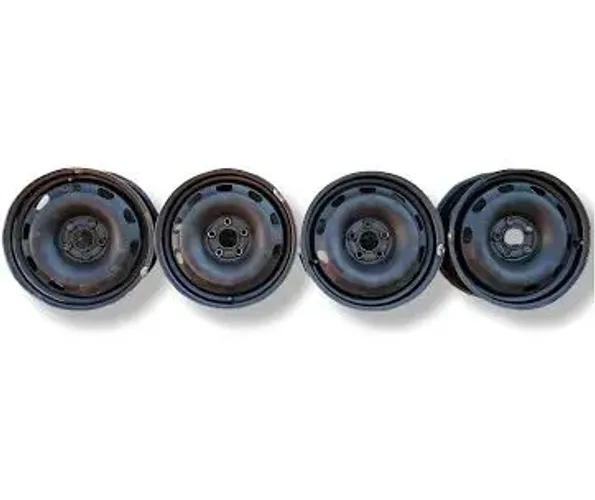 Kit 4 rodas de ferro aro/15 + 4 calotas originais prata para Volkswagen Polo