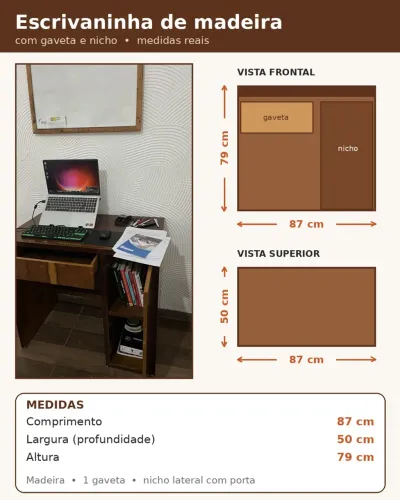 Escrivaninha de madeira