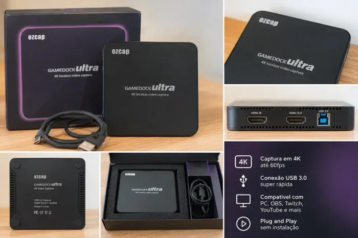 Placa de Captura Ezcap GameDock Ultra 4K - Completa com Caixa