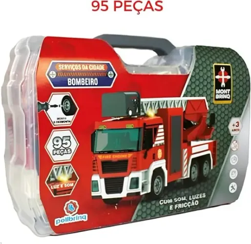 Blocos para Montar Caminhão de Bombeiro Montbrinq - 95 peças