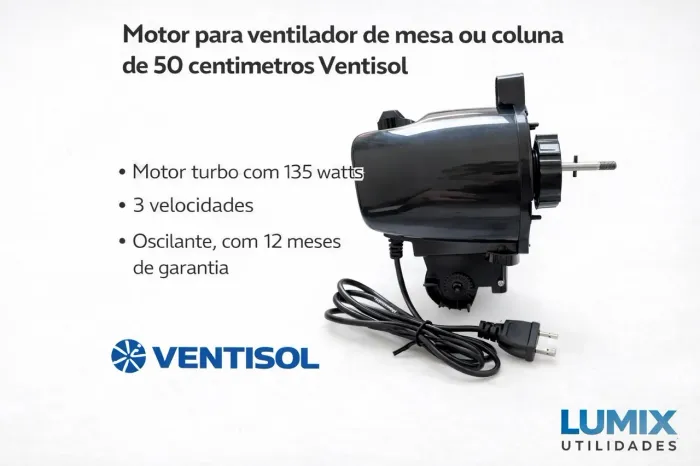 Motor turbo 50cm P ventilador de mesa ou coluna ventisol 135w potência