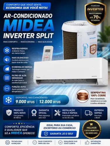 Ar-Condicionado Inverter 9.000 e 12.000 BTUs | Serpentina de Cobre | Estado de Novo! ?