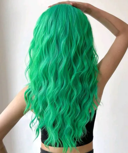 Peruca cosplay verde 