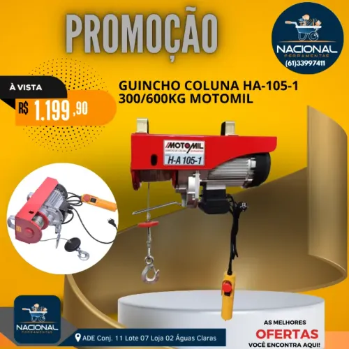 GUINCHO DE COLUNA H-A 105-1 - ELEVAÇÃO DE CARGAS COM SEGURANÇA E DESEMPENHO PARA OBRAS