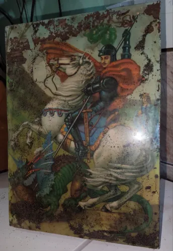 Quadro raro de São Jorge em pessimo estado