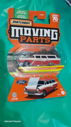 Matchbox Moving Parts 1957 Ford Country Sedan Miniatura 2023 Vermelho E Branco