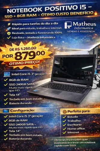 NOTEBOOK COM SSD + GARANTIA EM ATE 10X