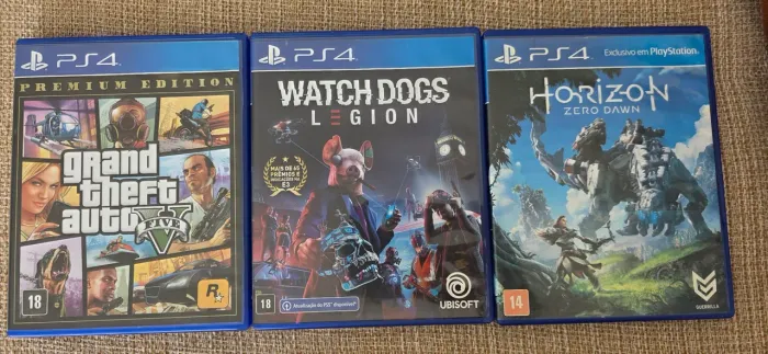 Jogos de PlayStation 4 - GTA 5, Watch Dogs Legion e Horizon Zero Dawn 