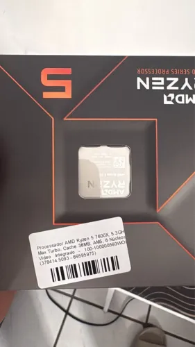 Processador AMD Ryzen 5 7600X 4.7GHz (5.3GHz Turbo), 6-Cores 12-Threads, AM5