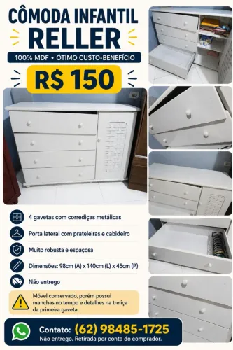 Cômoda 100% MDF Infantil Reller - R$ 150