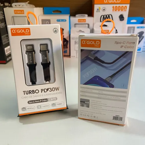 Cabo de Dados e Carregamento Turbo 30W Tipo-C Para iPhone