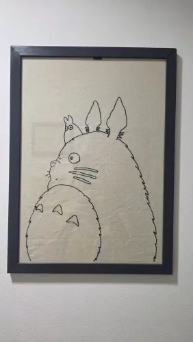 Bordado Artesanato Emoldurado MDF Vidro Feito à Mão - Totoro Ghibli