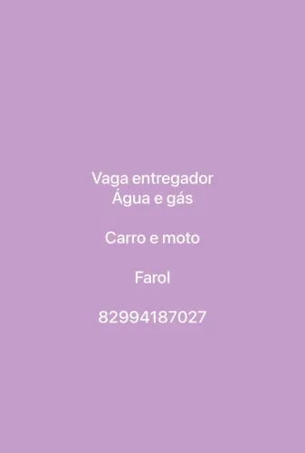 Vaga entregador água e gás