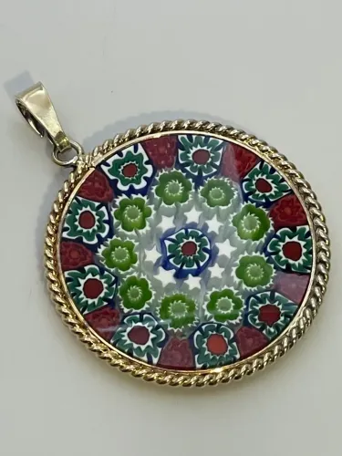 Pingente Millefiori Murano - Prata 925 - 29mm