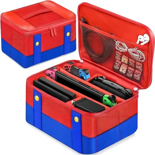 [Novo] Bolsa Proteção Para Nintendo Switch 1 e 2 Normal Oled Lite Case Vermelha Azul Mario