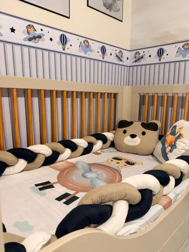 Kit berço menino urso aviador 