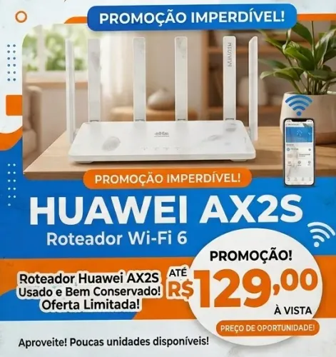 Roteador Wi-Fi 6 Huawei AX2S Branco Gigabit - Impecável e Pouco Uso